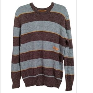 Billabong Wool Blend Brown and Gray Striped Sweater Size m